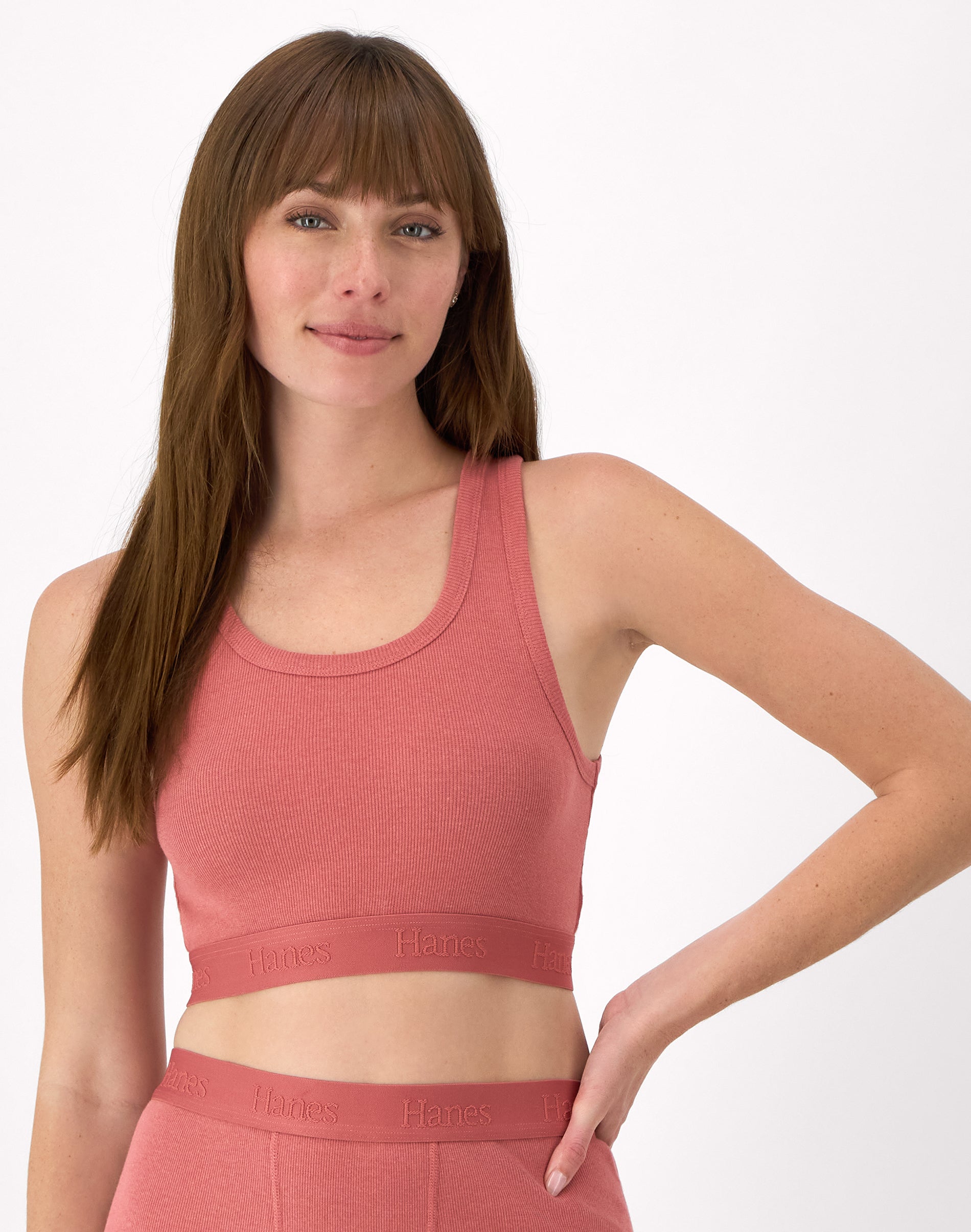 Hanes Originals Women's SuperSoft Comfywear Rib Banded Crop Top Natural Cedar XS