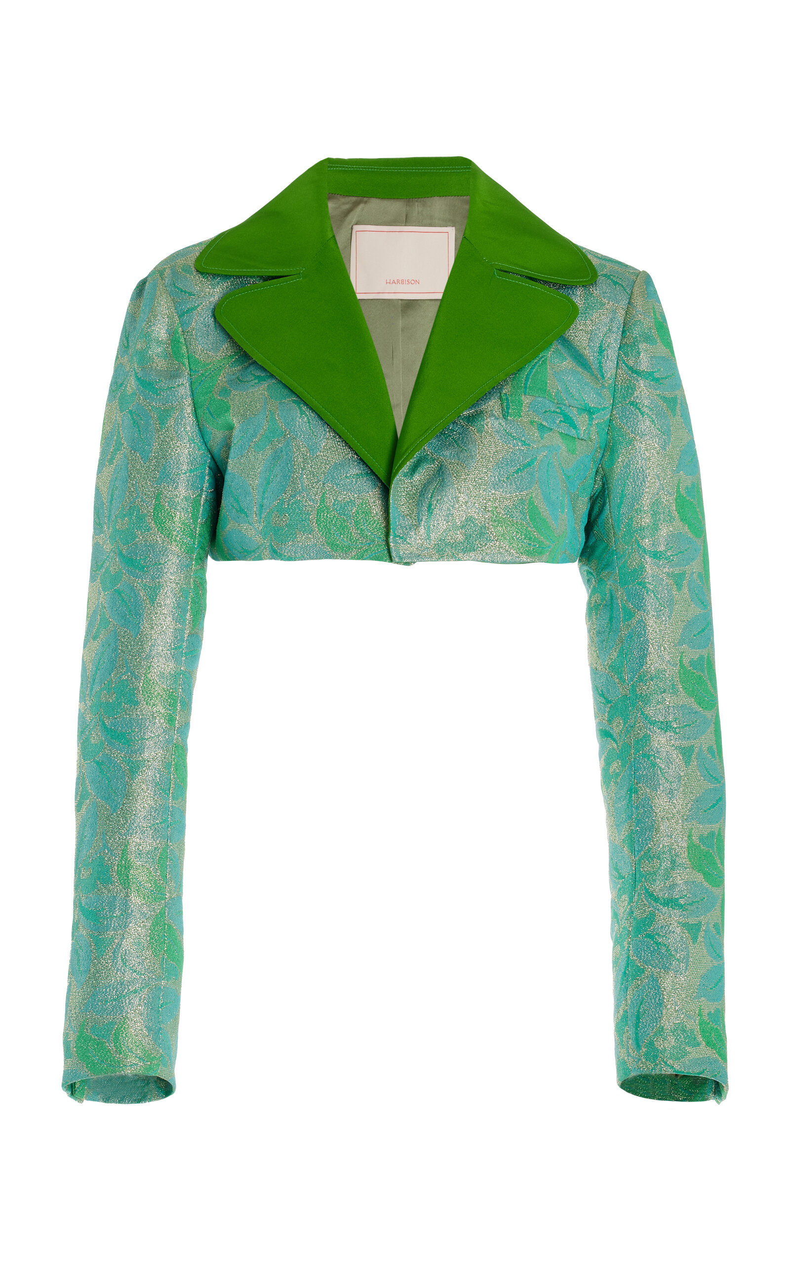 Harbison - Quantum Cropped Brocade Blazer - Green - US 2 - Moda Operandi