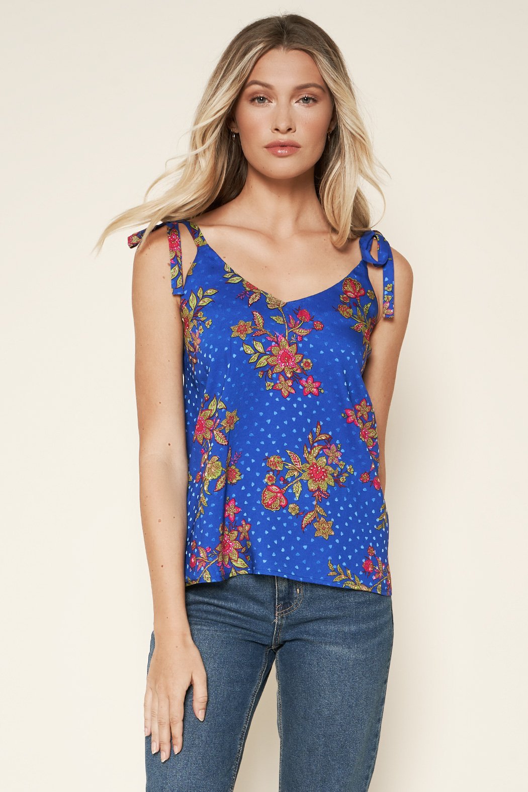 Harlow Floral Satin Tank Top