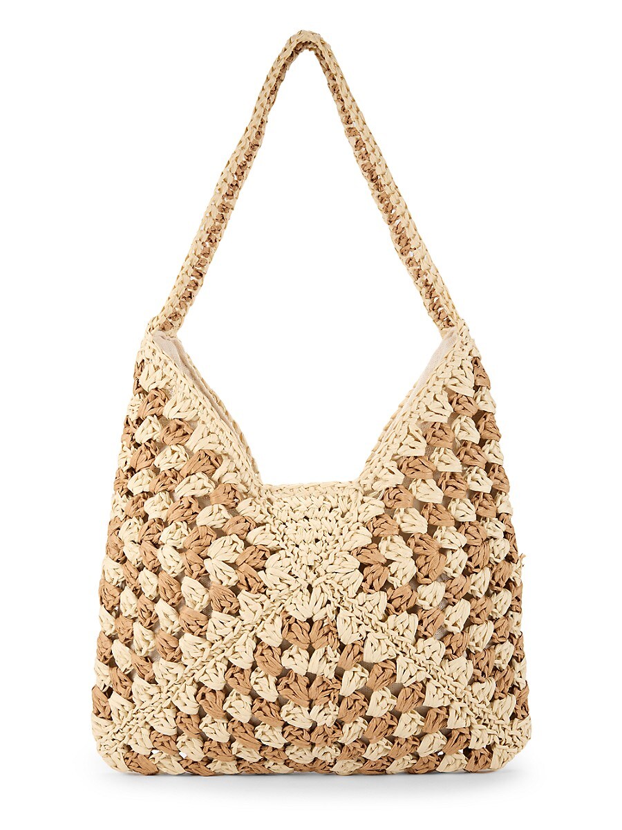 Hat Attack Women's Jade Textured Two Tone Shoulder Bag - Natural