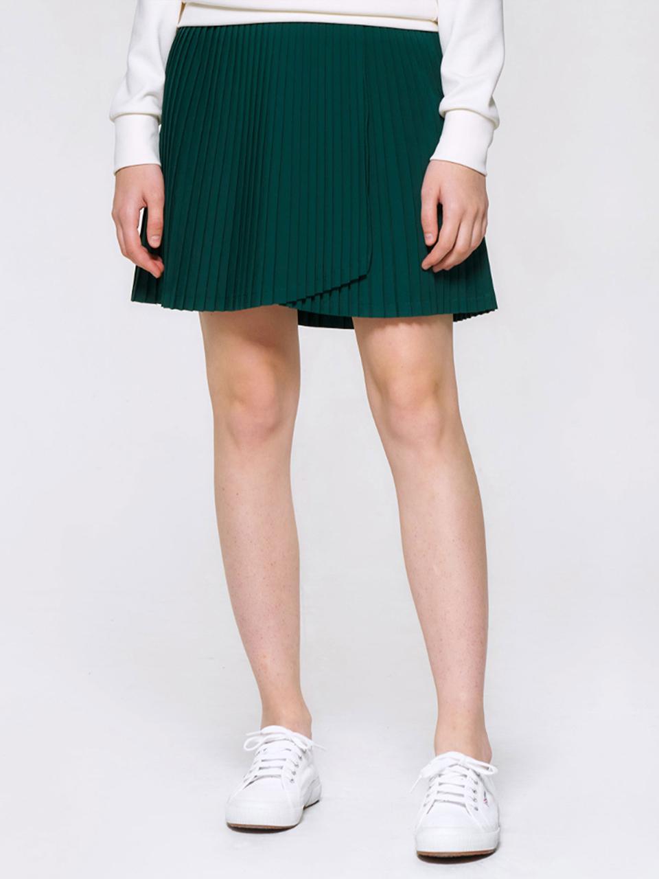 Heart Attack Asymmetrical Midi Skirt Deep Green