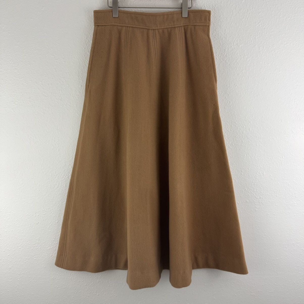 Heimdall Vintage Brown Wool High Waist Midi Circle Skirt, Women's (Size 26)