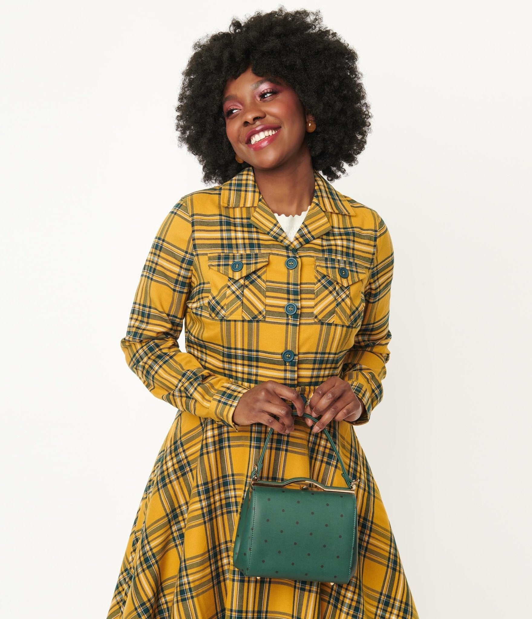 Hell Bunny Mustard & Navy Plaid Wither Crop Jacket