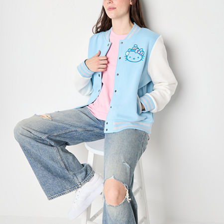 Hello Kitty Snow Angel Fleece Bomber Jacket Fleece Midweight Hello Kitty Womens Juniors Bomber Jacket, Medium, Blue