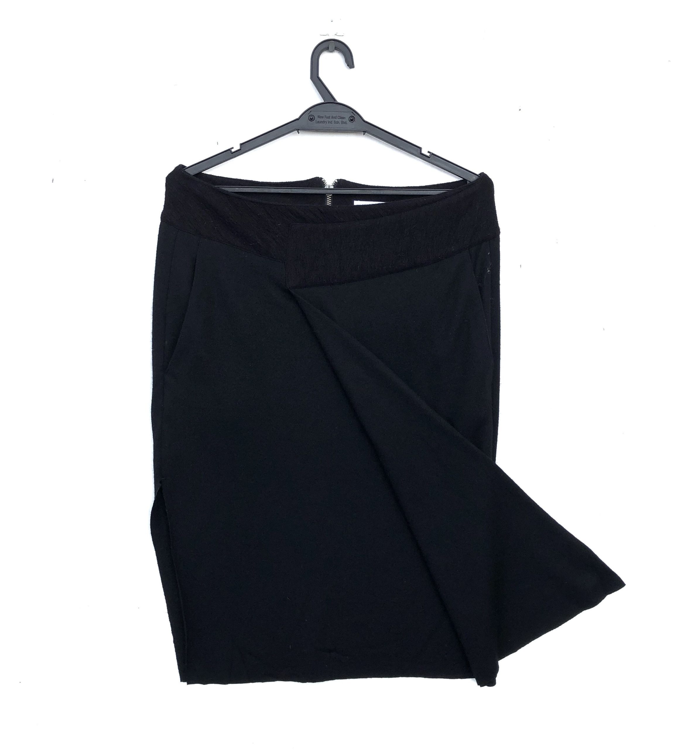 Helmut Lang Asymmetrical Deep Pleat Sonarwool Skirt in Black, Women's (Size 29)