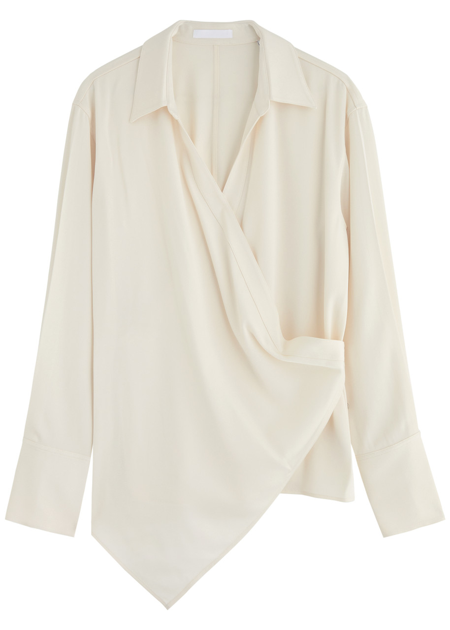 Helmut Lang Crepe de Chine Wrap top - Ivory - S (UK8-10 / S)