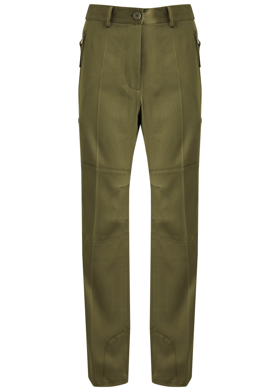 Helmut Lang Flight Panelled Crepe de Chine Cargo Trousers - Olive - 8 (UK12 / M)