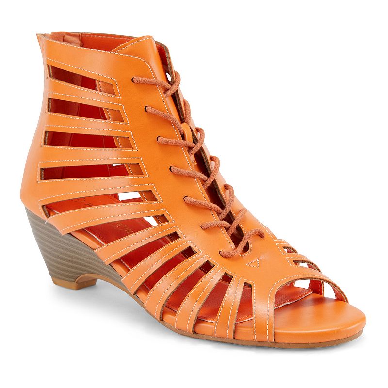 Henry Ferrera Nira Women's Gladiator Wedge Sandals, Size: 8.5, Orange