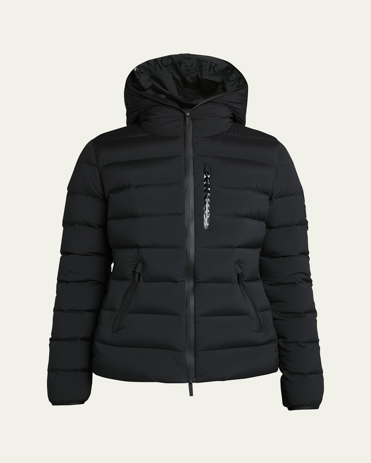 Herbe Stretch Nylon Hooded Puffer Jacket