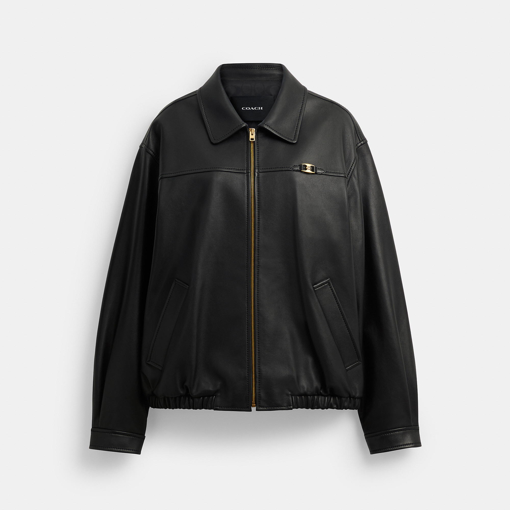 Heritage C Plaque Oversized Leather Jacket