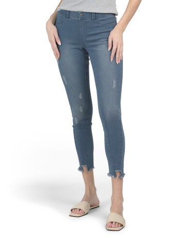 Hi Low Hem Ultra Soft Denim Leggings for Women | Polyester/Spandex/Rayon