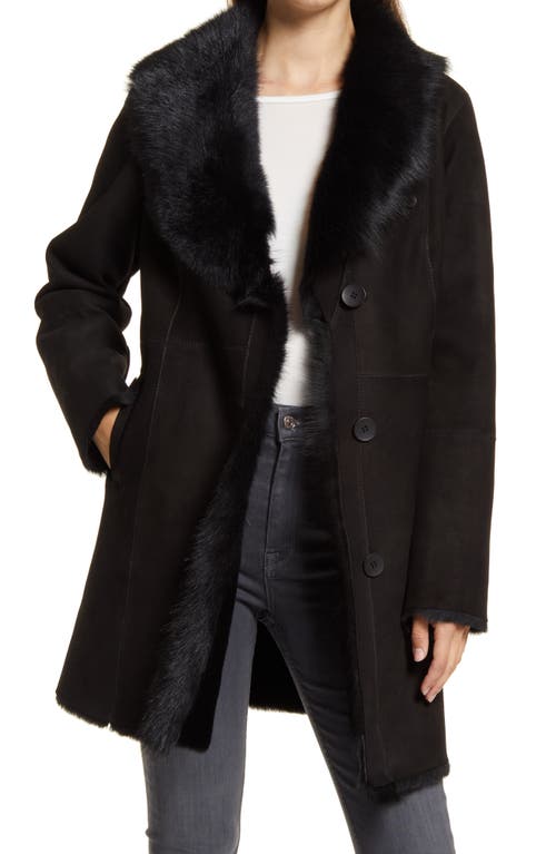 HiSO Sancy Genuine Shearling Coat in Black at Nordstrom, Size Small