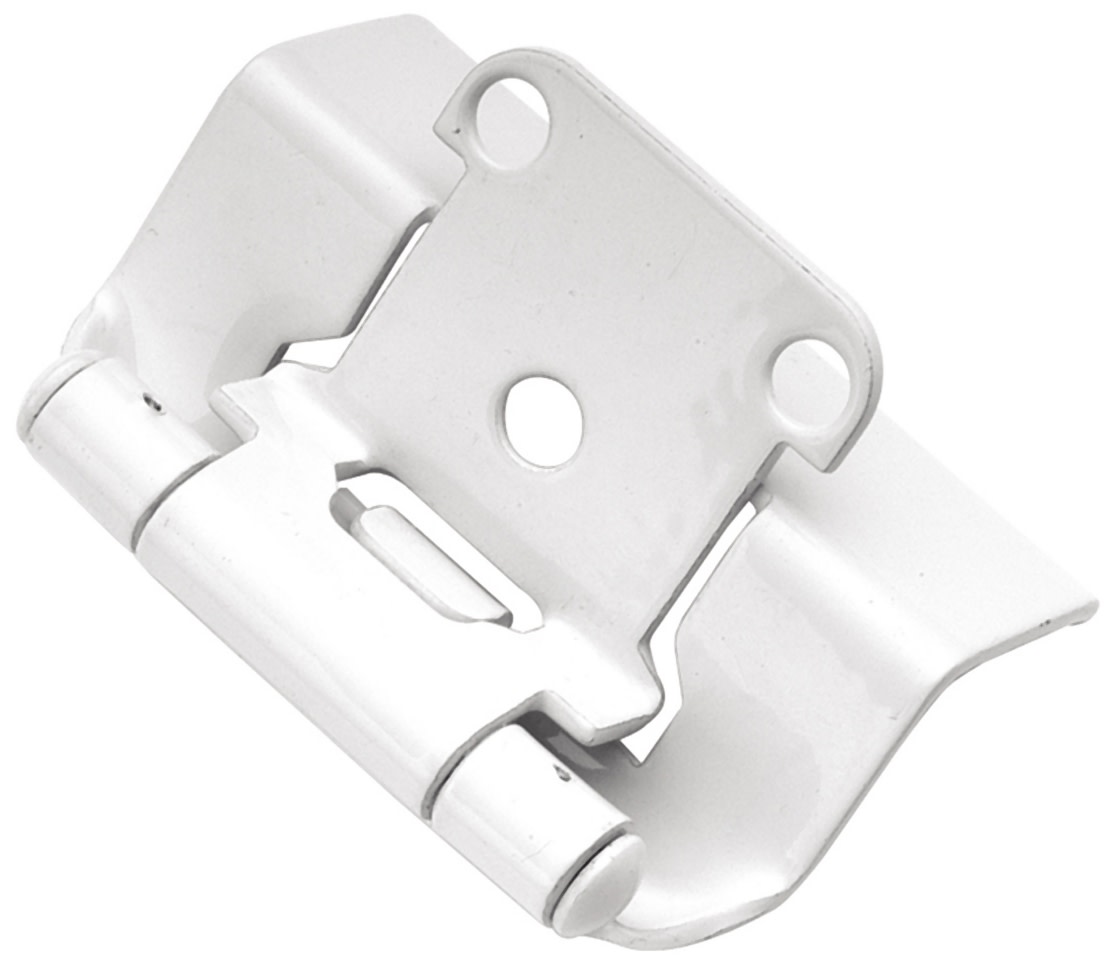 Hickory Hardware P5710F-25PACK (25) Pairs - 1/2 Inch Overlay Wrap Cabinet Door Hinge with 106 Degree Opening Angle - Total 50 White Powder Coat