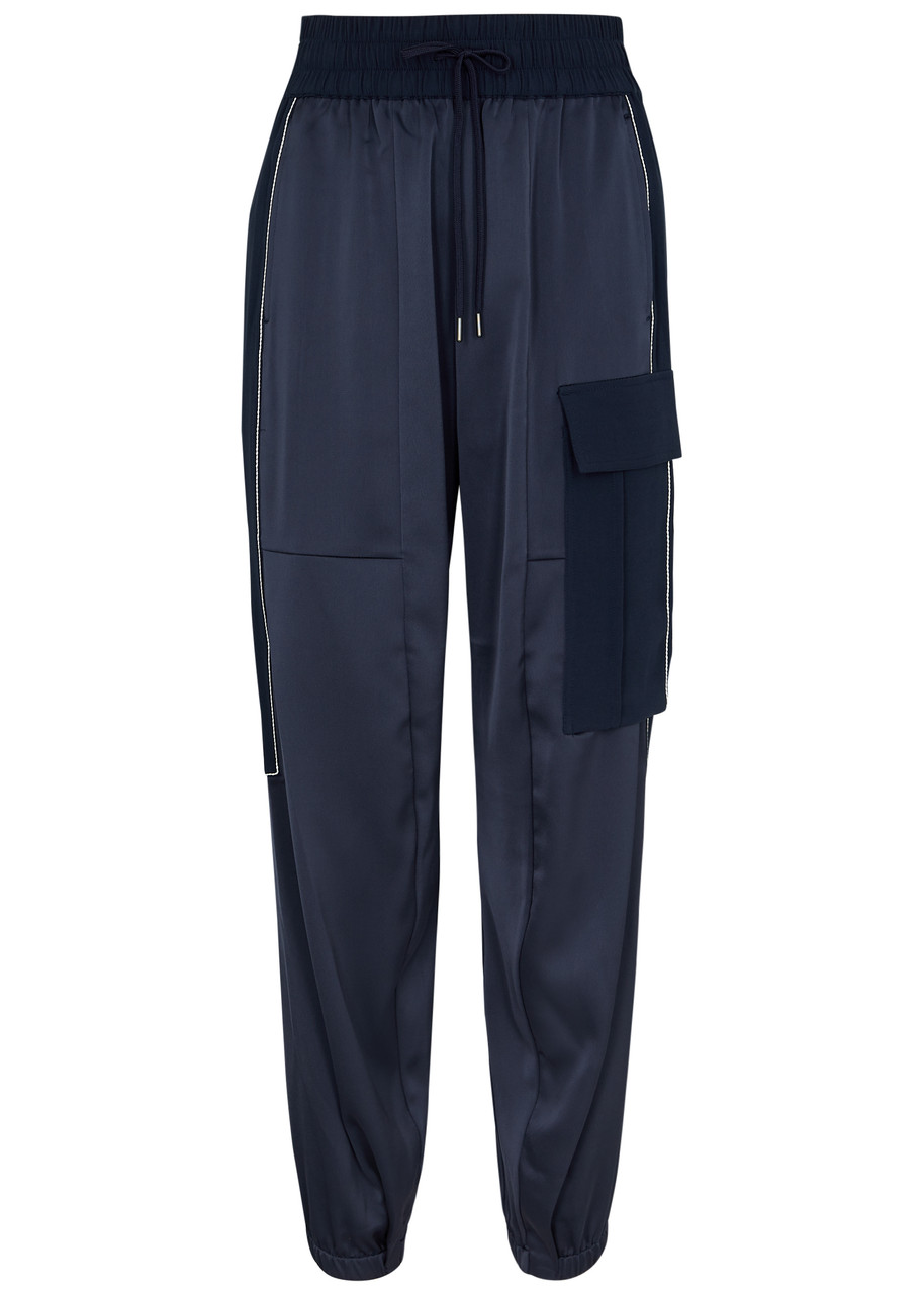 High Energize Satin-crepe Cargo Trousers - Navy - 8