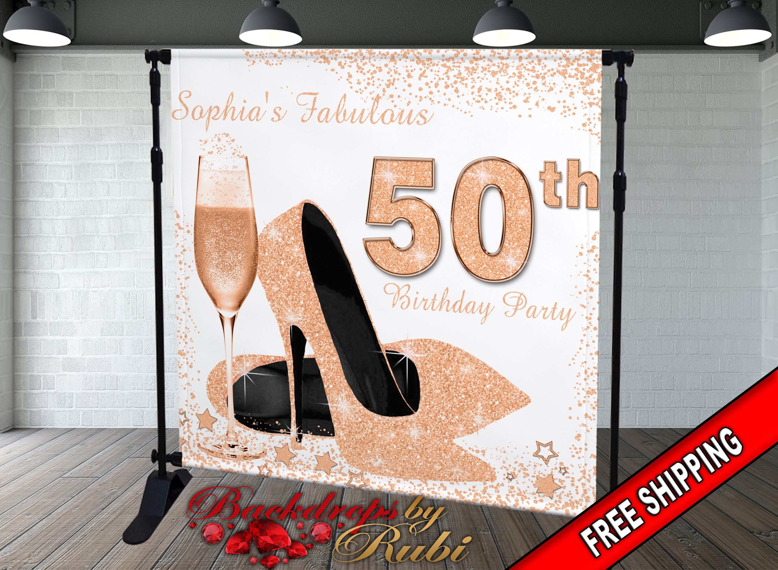 High Heels Backdrop, Birthday Heel Shoe Stiletto Fabulous Glitter Penny