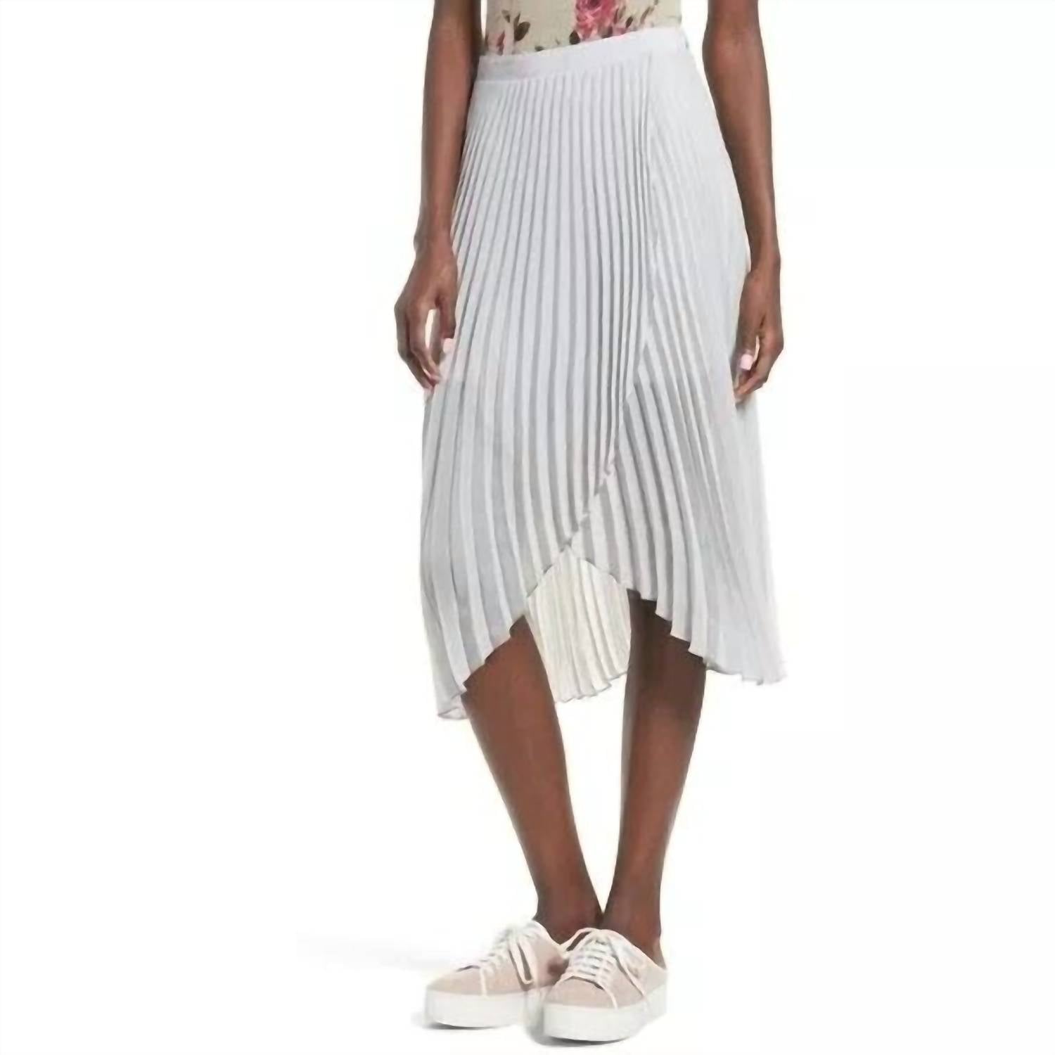 High Low Tulip Hem Pleated Flowy Midi Skirt In Gray