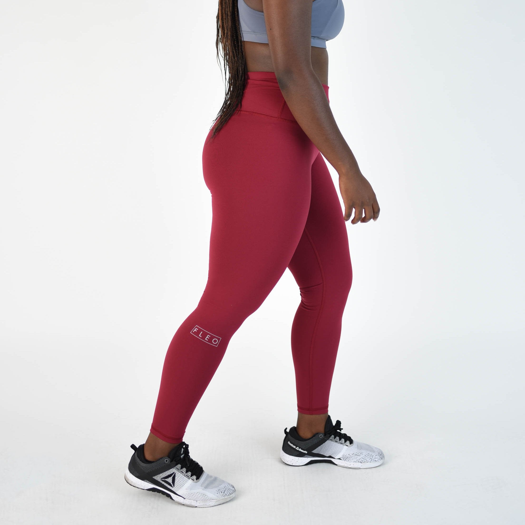 High Rise Athletic Leggings | Red | 25" - Durable and Stretchy | FLEO