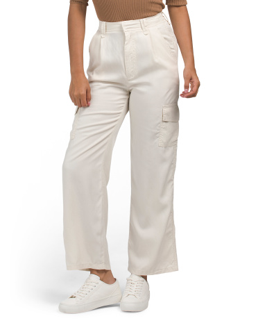 High Rise Cupro Satin Cargo Pants for Women | Tencel