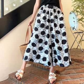 High Rise Patterned Cropped Wide Leg Pants