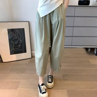 High Rise Plain Cropped Harem Pants