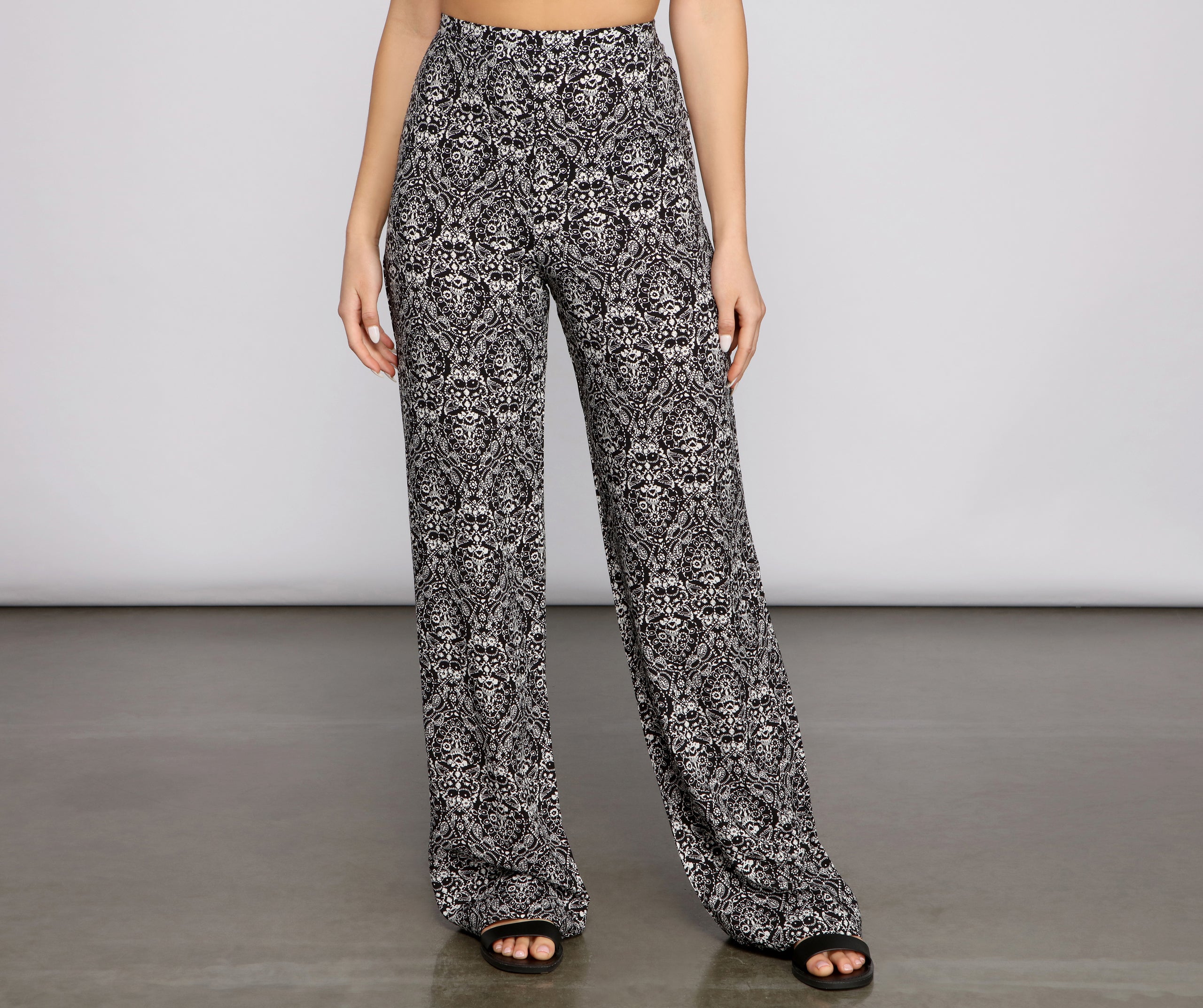 High Waist Bohemian Flared Wide Leg Pants