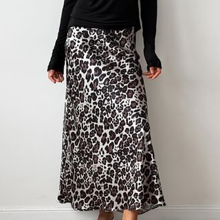 High Waist Leopard Print Maxi Mermaid Skirt