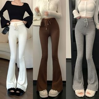 High Waist Ribbed Knit Bootcut Pants