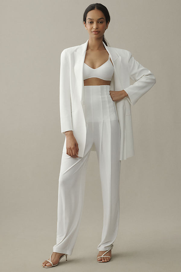 High-Waist Tailored Pleated Wide-Leg Pants