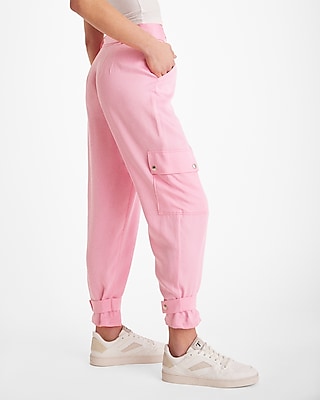 High Waisted Belted Cargo Joggers