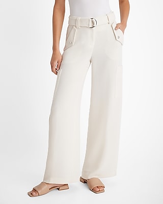 High Waisted Belted Wide Leg Palazzo Cargo Pant