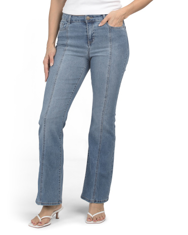 High Waisted Front Seam Flared Jeans for Women | Polyester/Spandex/Rayon