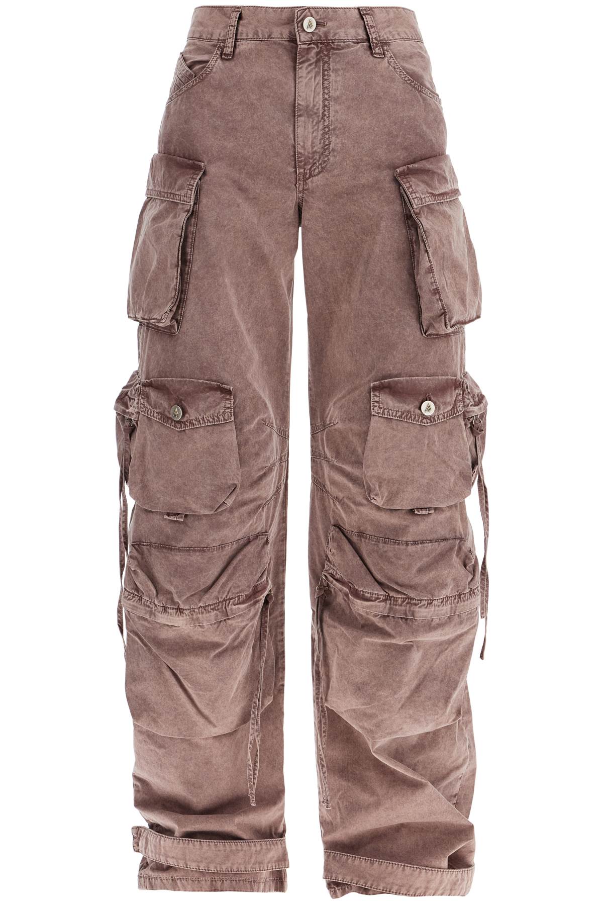 High Waisted Wide Leg Cargo Pants Washed Mauve