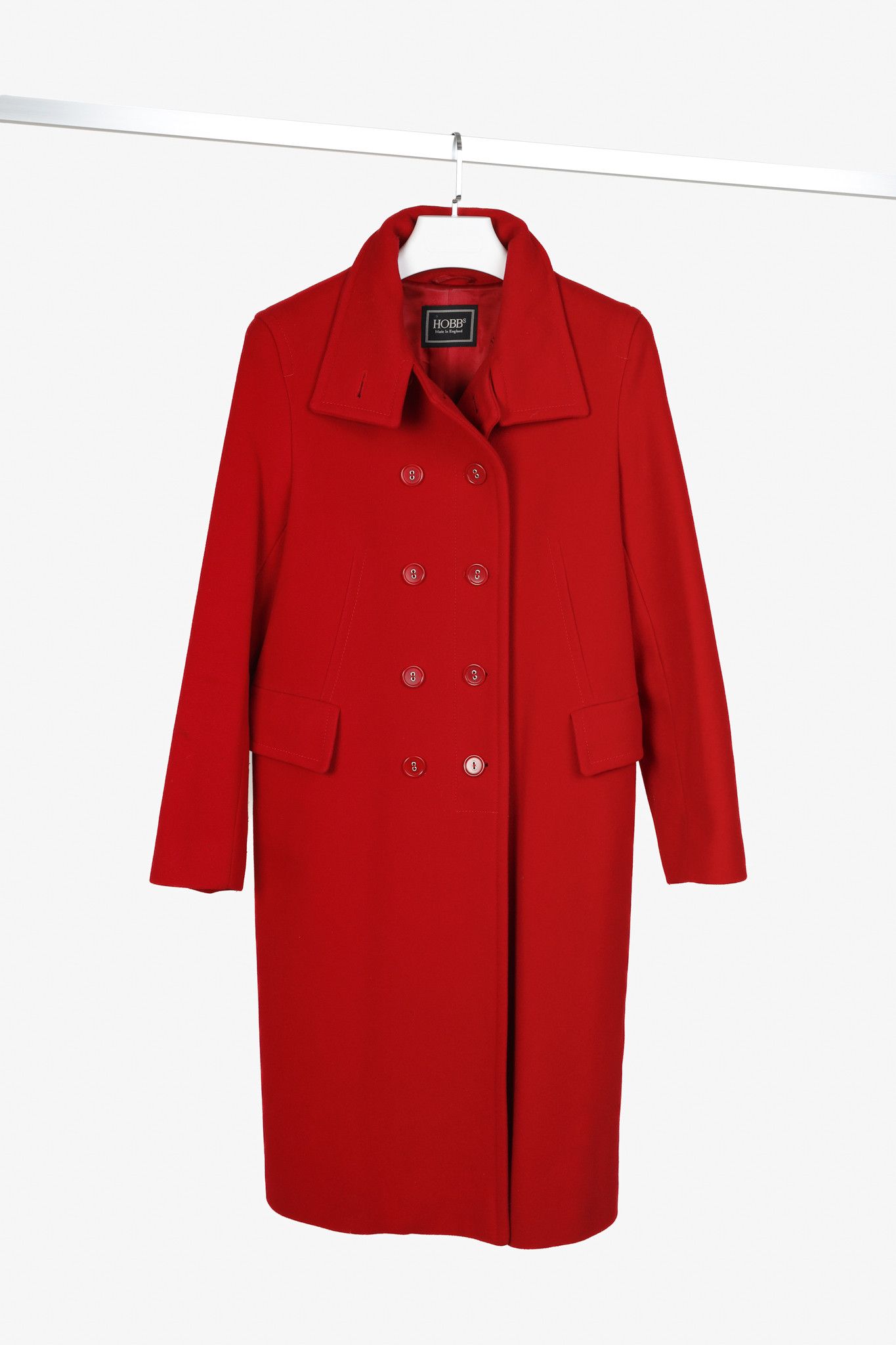 Hobbs London Hobbs Red Wool & Cashmere Blend Double-Breasted Coat, Women's (Size Medium)