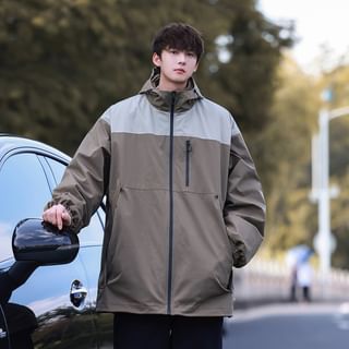 Hooded Plain Zip Puffer Coat