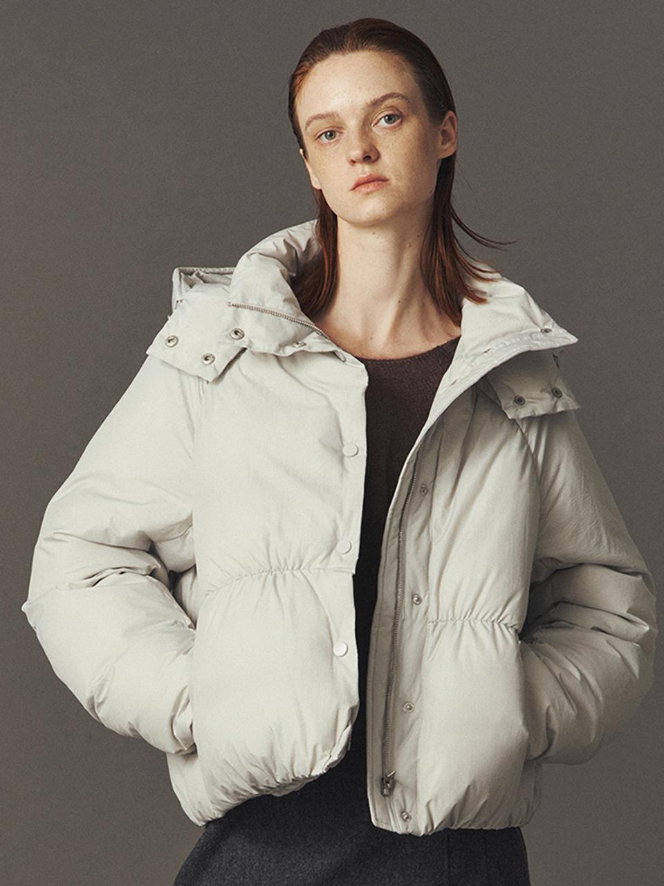 Hooded Puffer Insulated Coat [Light Grey]