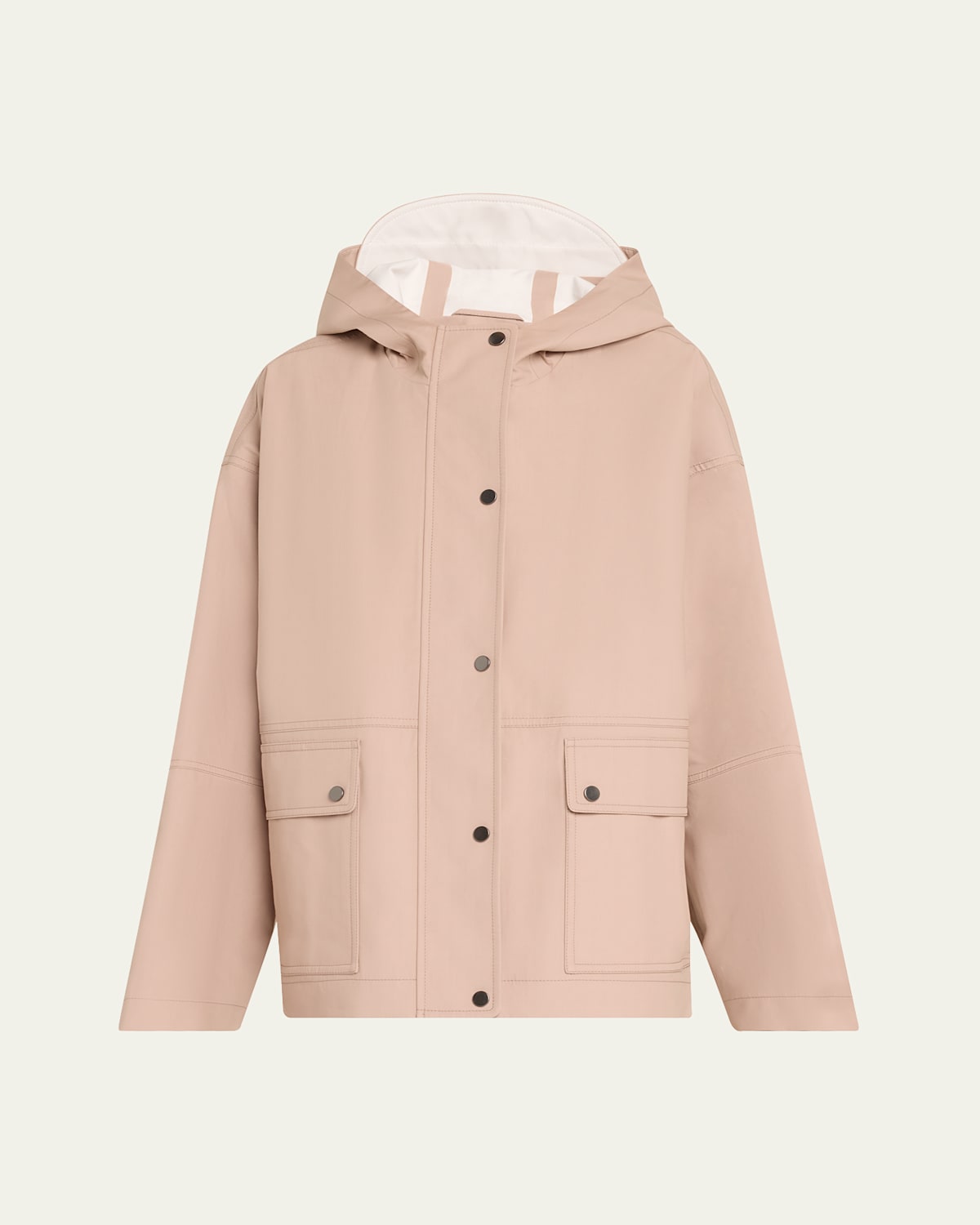 Hooded Water-Resistant Techno Cotton Anorak Jacket