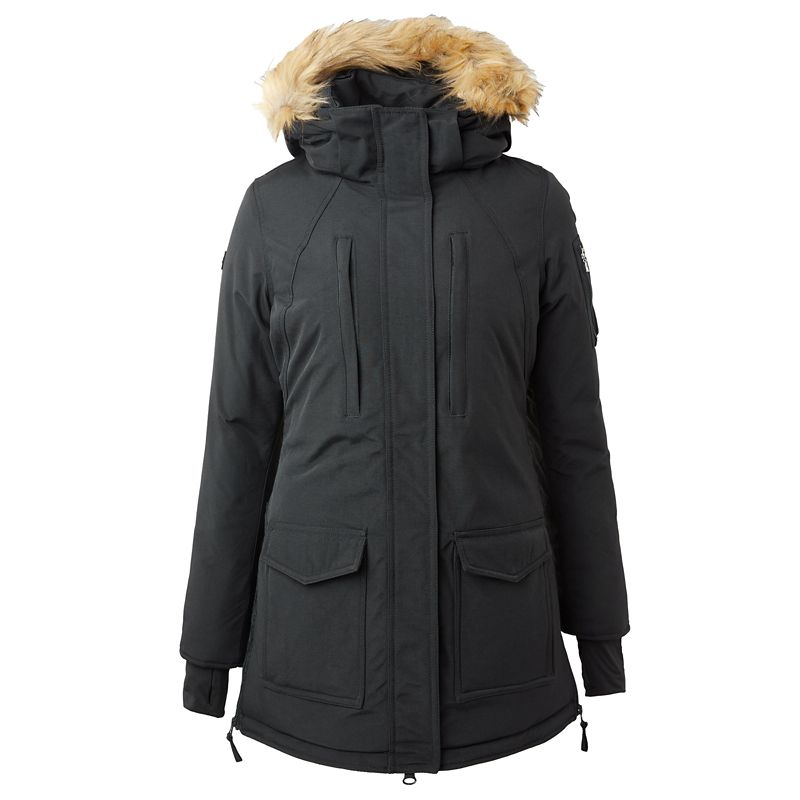 Horze Womens Brooke Long Parka Jacket 12 Black