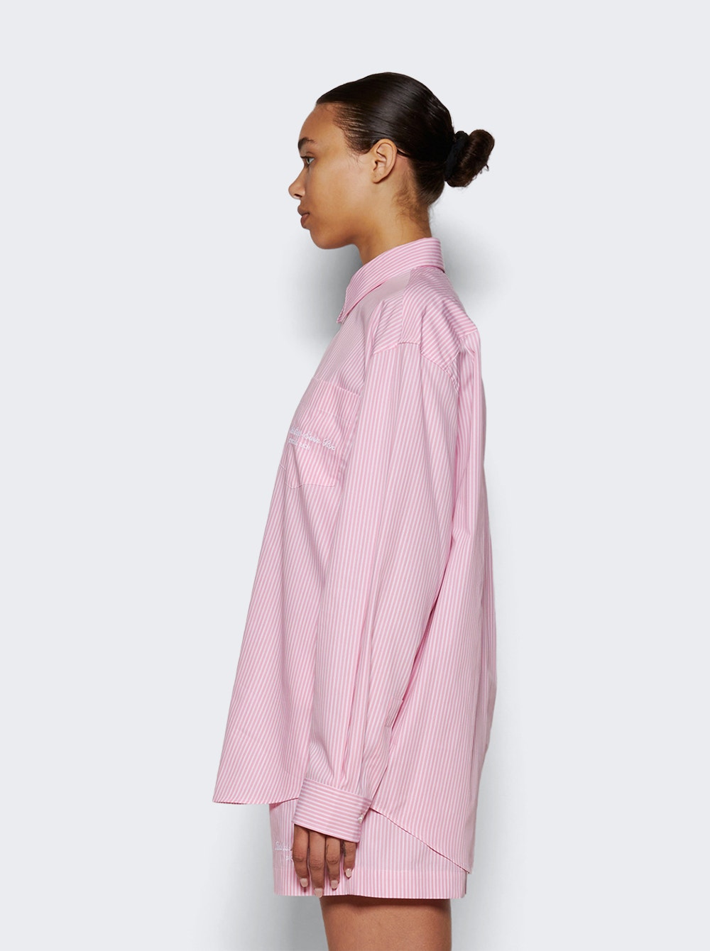 Hotel Du Cap Cursive Oversized Shirt Pink And Thin White Stripe