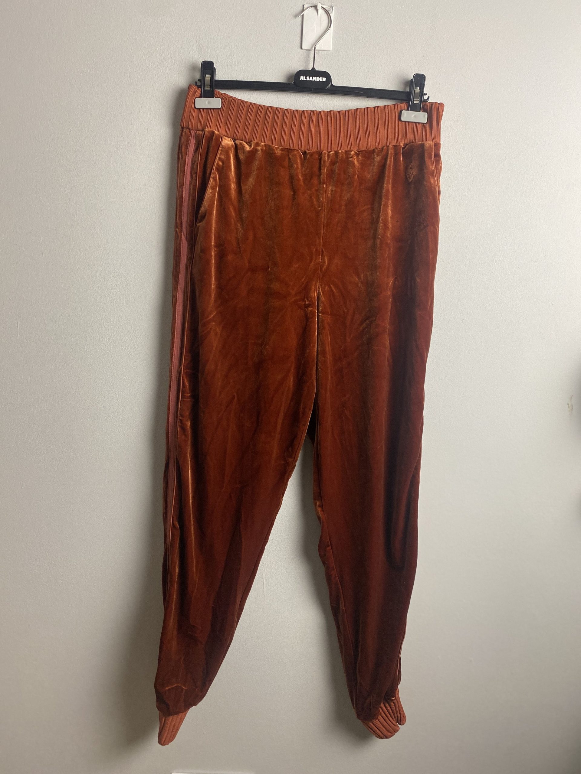 House Of Cb Velvet Velour Sweatpants Joggers Pants in Ginger Orange, Women's (Size 30)