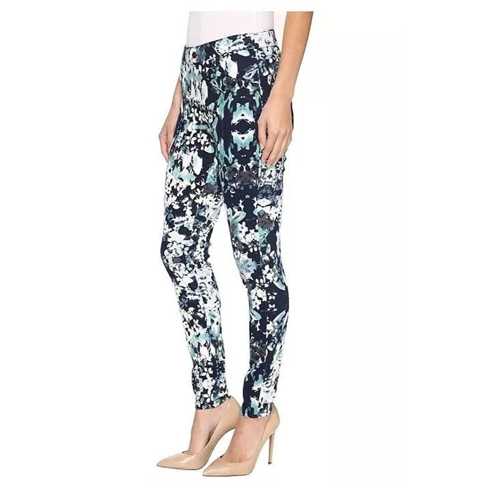 Hue Women's M Blue White Floral Bouquet Jeggings (Size 29)