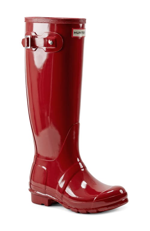 Hunter Refined Tall Gloss Waterproof Rain Boot in Military Red at Nordstrom, Size 8