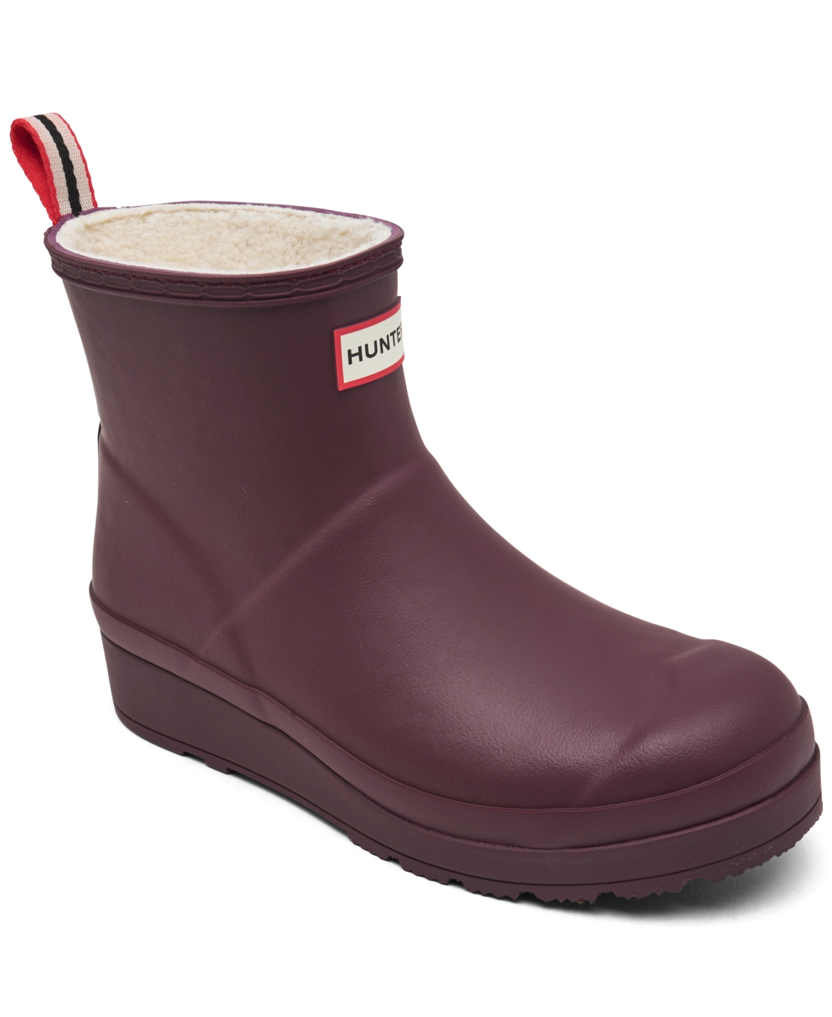 Hunter Women's Play Insulated Shearling Short Rain Boots from Finish Line - Dark Red