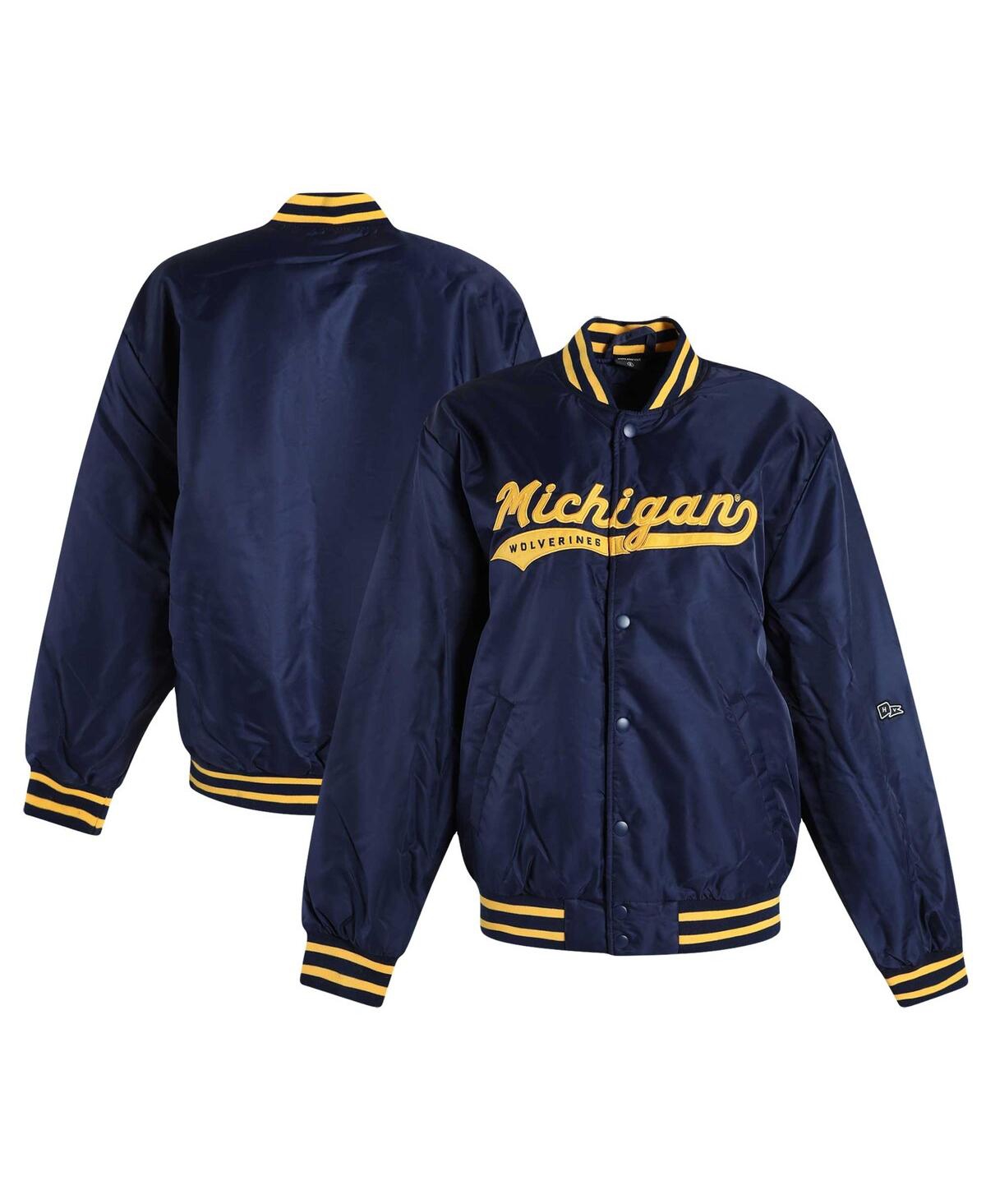 Hype And Vice Women's Navy Michigan Wolverines A-Game Varsity Full-Snap Jacket - Navy