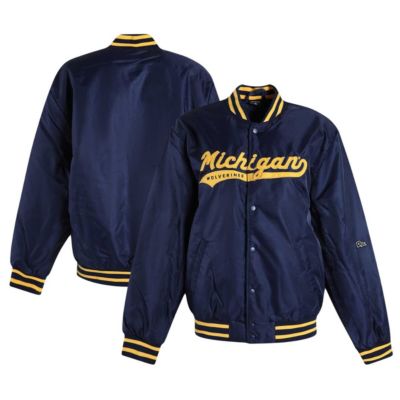 Hype and Vice NCAA Michigan Wolverines A-Game Varsity Full-Snap Jacket, Navy Blue, X-Large