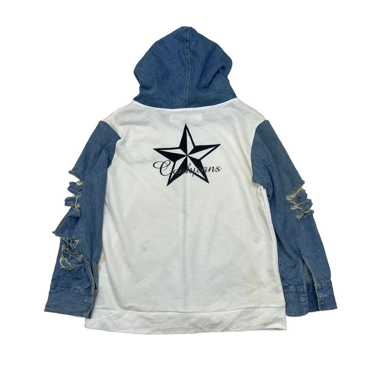 Hysteric Glamour x Le Grande Bleu L G B Lookjeans Distressed Hoody Jacket in White, Women's (Size Medium)