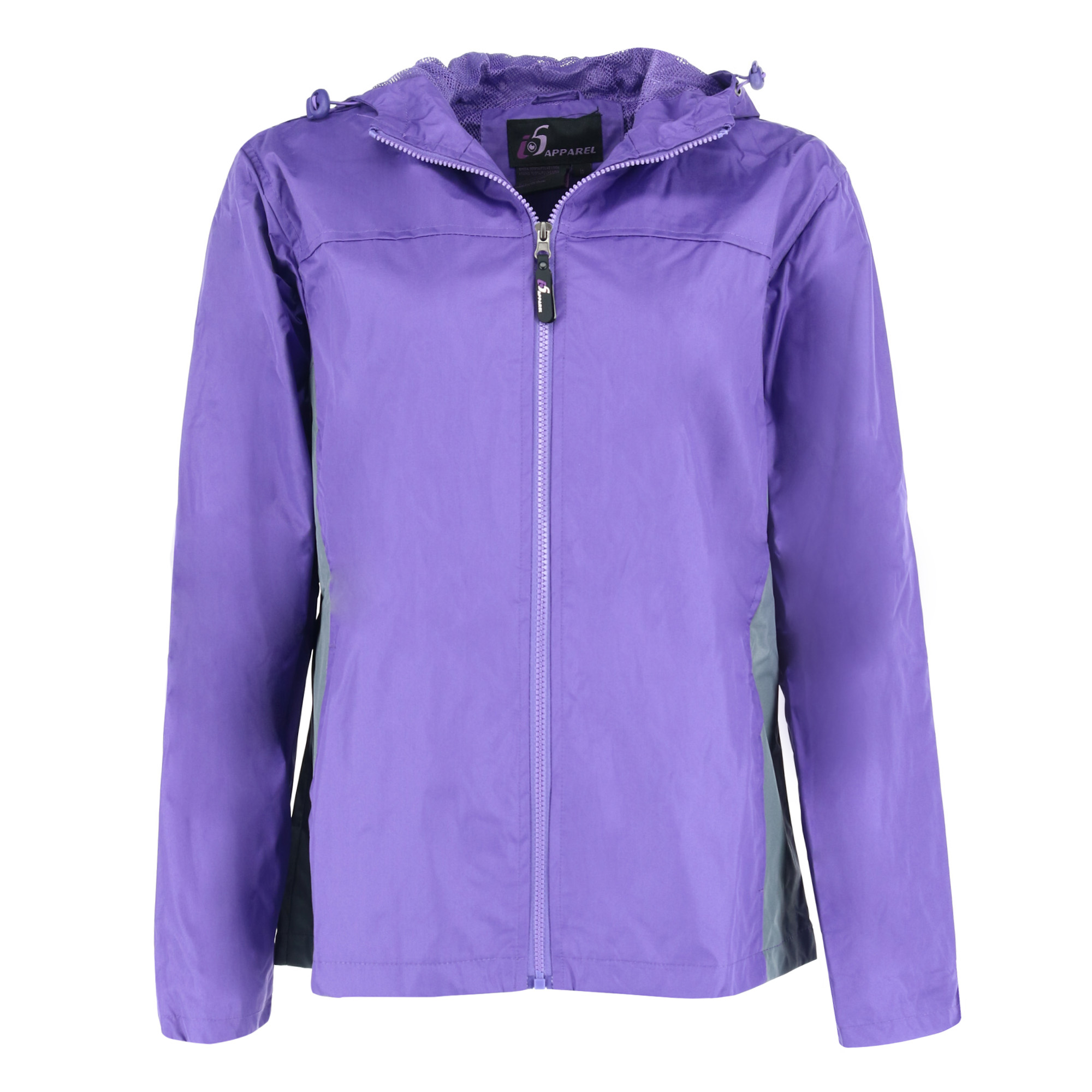 I5 Apparel Women's Hooded Windbreaker Rain Jacket with Side Panel -