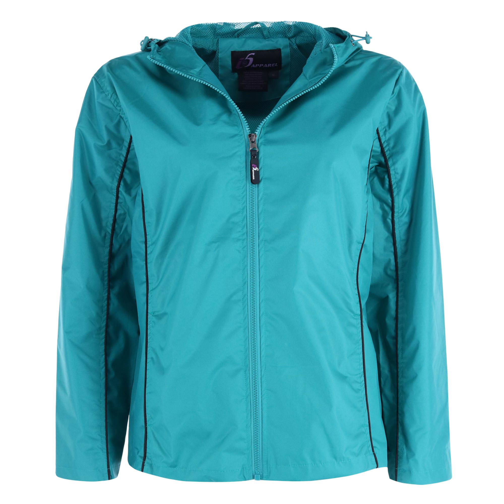 I5 Apparel Women's Lightweight Zip-Up Windbreaker Rain Jacket -