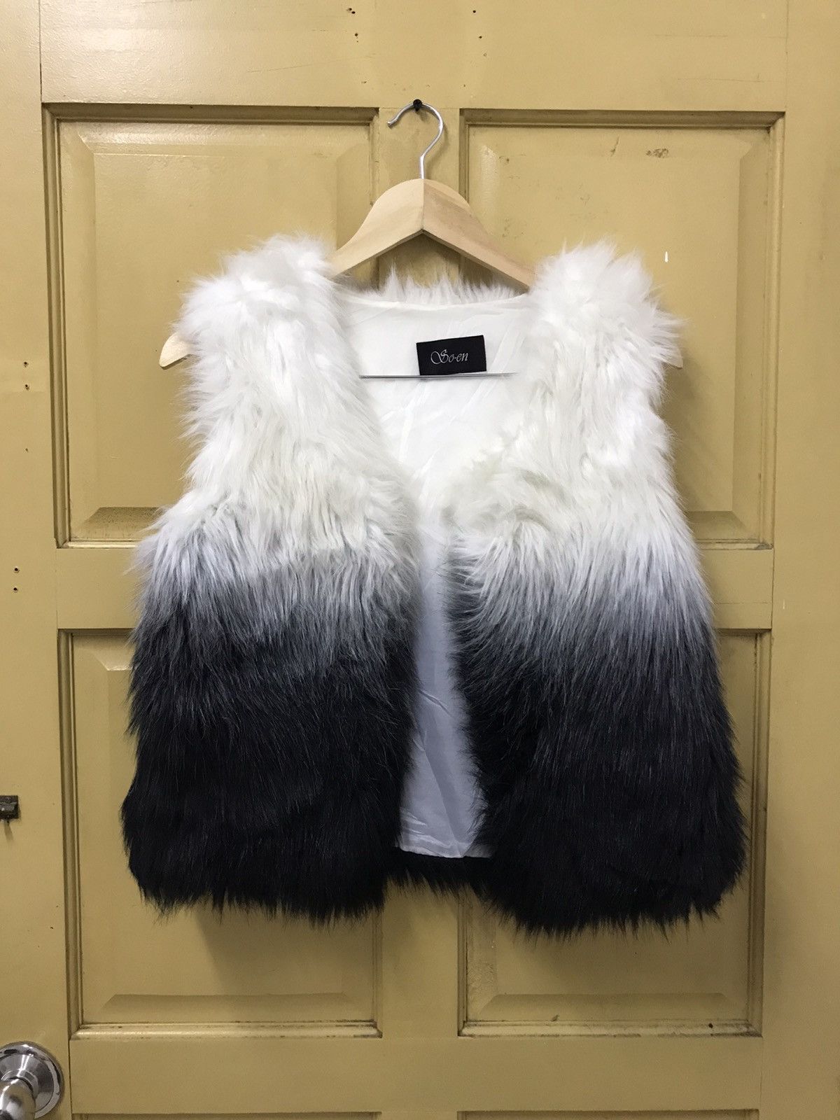 If Six Was Nine x Mink Fur Coat Niceso-En Faux Fur/ Mohair Vest in Black/White, Women's (Size Small)