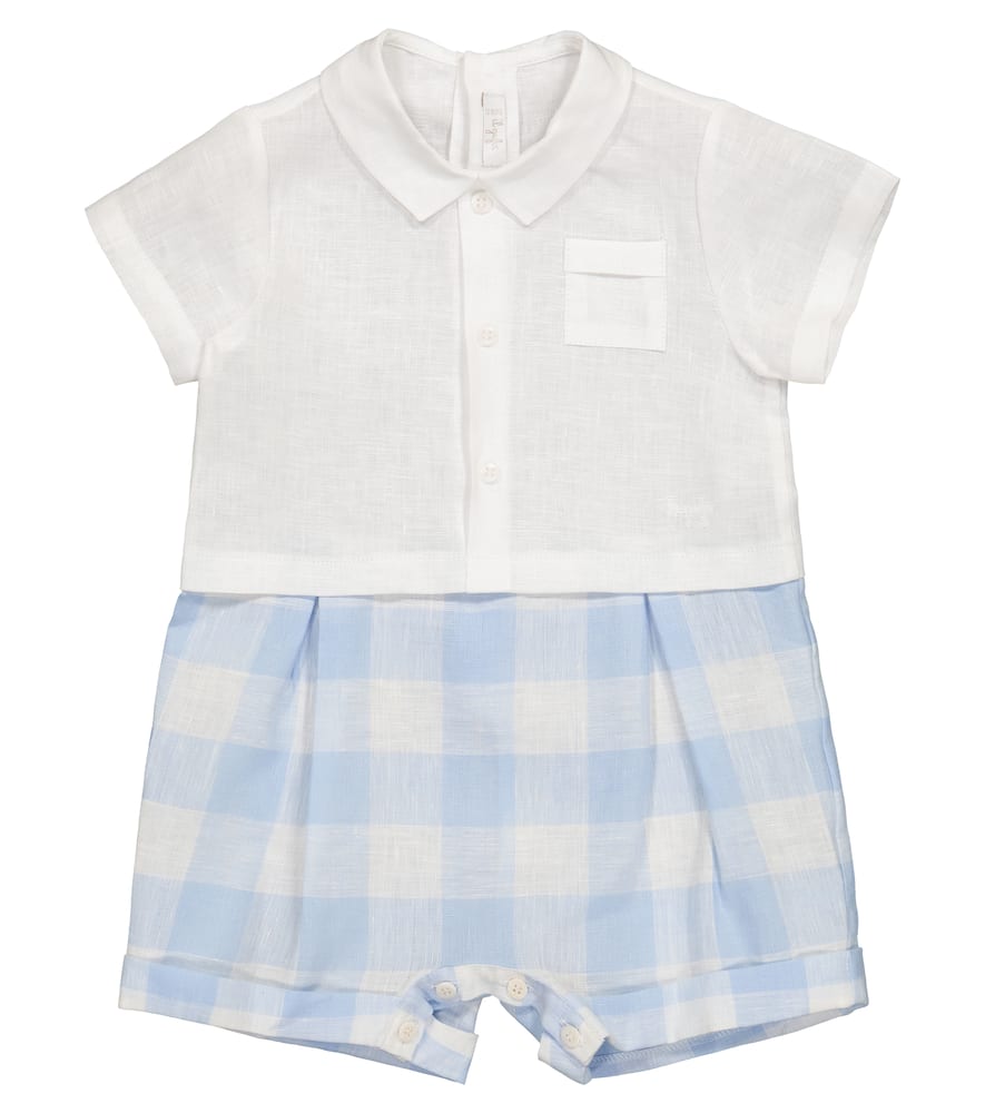 Il Gufo Baby checked linen bodysuit