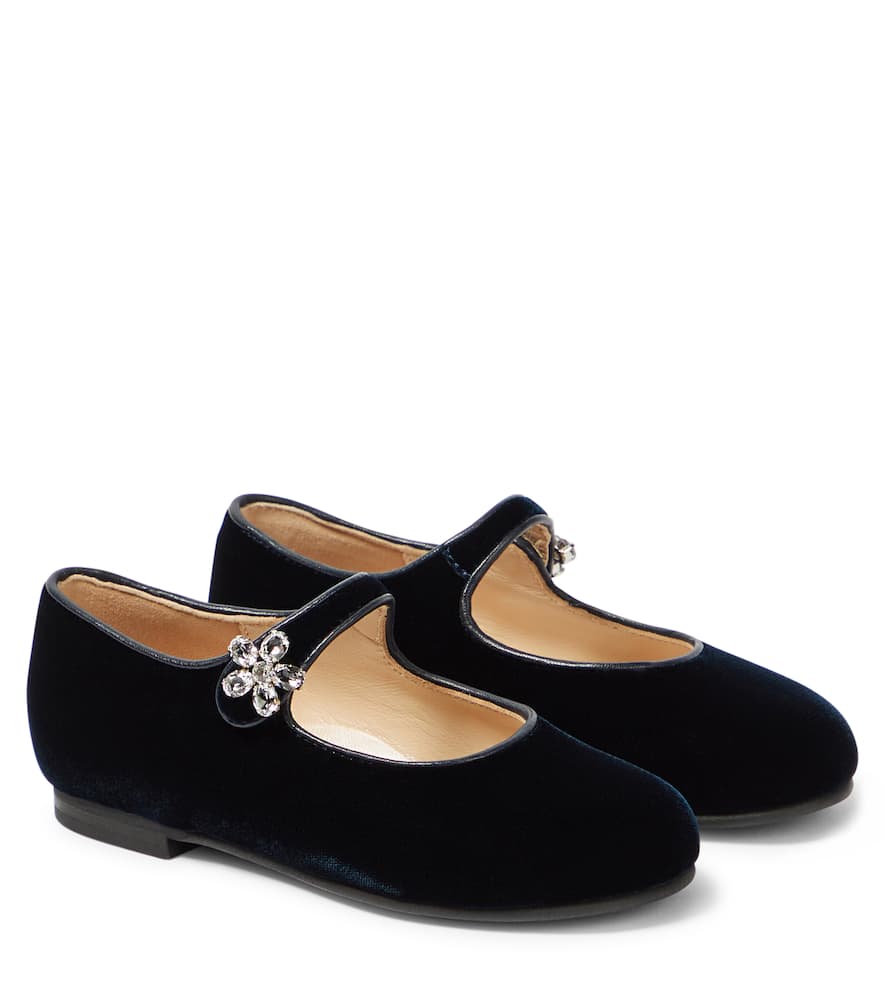 Il Gufo Embellished velvet ballet flats